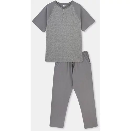Dagi Gray Raglan Sleeve Jacquard Pajamas Set