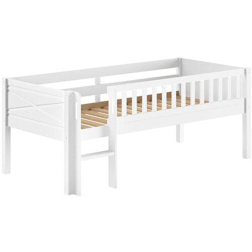 Vipack Bela dvignjena otroška postelja iz masivnega bora z letvenim dnom 90x200 cm Scott – Cene