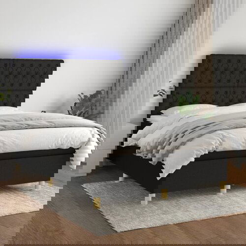 The Living Store Box spring postelja z vzmetnico LED črna 140x200 cm blago - Box Spring Postelja, (21521589) Cene