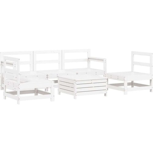  6-dijelni set vrtnih sofa bijeli od masivne borovine Slike
