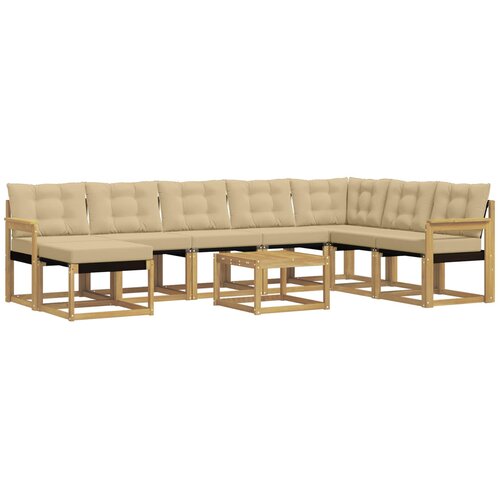 vidaXL Zunanja garnitura za sedenje z blazino 9 pcs Bela in bež, (5000281828) Cene