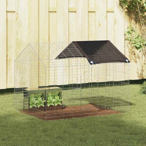 vidaXL Kletka za zajce srebrna 400 x 78 x 78 cm Cinkana jeklena Cene