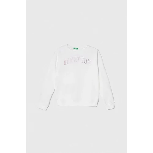 United Colors Of Benetton Otroški bombažen pulover bela barva