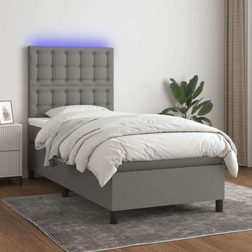  Box spring postelja z vzmetnico LED temno siva 80x200 cm blago, (20930598) Slike