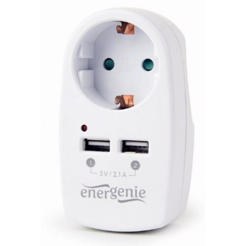 Gembird EG-ACU2-02 2-portni USB punjac sa prolaznom AC uticnicom, 2,1 A, bela Cene