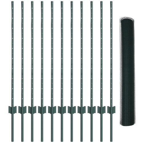 VidaXL Set ograde za vrt Set od 2 Zelena Metal, Plastika Ograda 25 x 1 m Slike