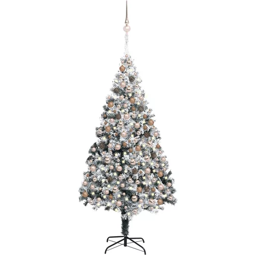 vidaXL umjetno božićno drvce LED s kuglicama i snijegom zeleno 300 cm
