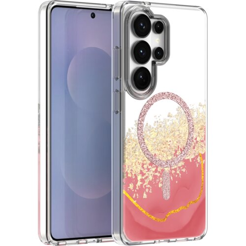 Onasi Marmor Glitter MagSafe za Samsung Galaxy S26 Ultra 5G - prozorno roza z ble&scaron;čicami Cene