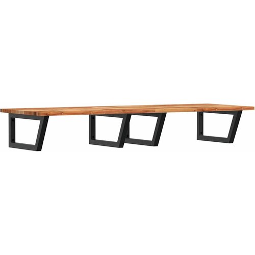 Zidna polica za umivaonik od čelika i masivnog bagremovog drva Smeđa 160 x 50 x 2 cm Slike