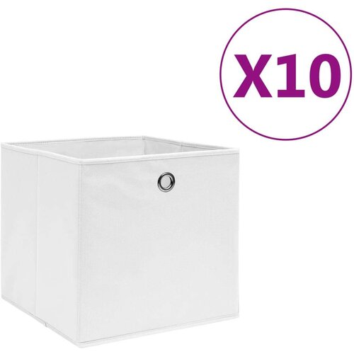 vidaXL kutije za pohranu od netkane tkanine 10 kom 28x28x28 cm bijele Cijene