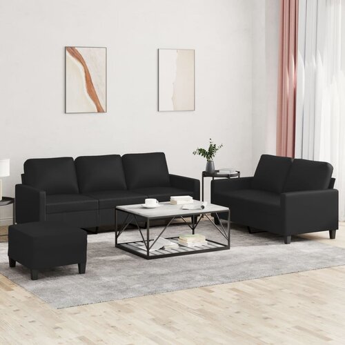  3-dijelni set sofa s jastucima crni od umjetne kože Cene