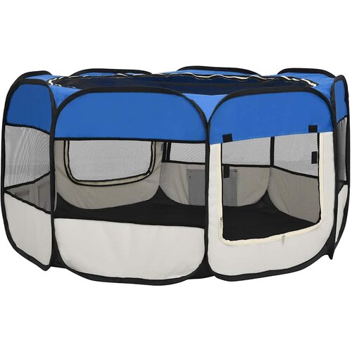  Sklopiva ogradica za pse s torbom plava 125 x 125 x 61 cm Slike