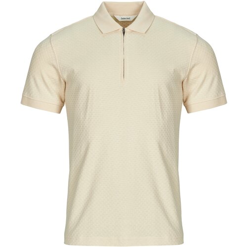 Selected Polo majice kratki rokavi SLHISAAC ZIP Bež Cene