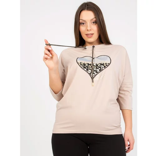 Fashion Hunters Plus size beige blouse with print
