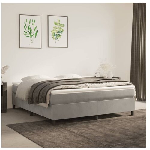  Box spring postelja z vzmetnico svetlo siva 180x200 cm žamet Cene