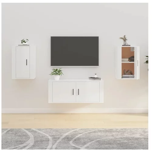  Stenska TV omarica 2 kosa visok sijaj bela 40x34,5x60 cm