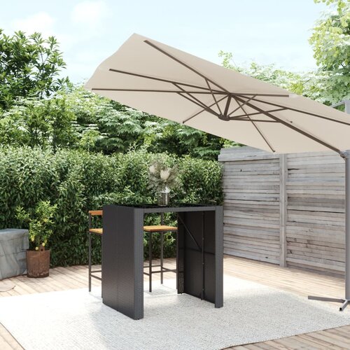 vidaXL Barska miza s stekleno ploščo črna 105x80x110 cm poli ratan Cene