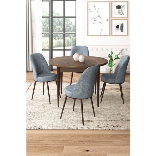 Hanah home Tor - Baroque, Grey BaroqueGrey Dining Table & Chairs Set (5 Pieces) Cene