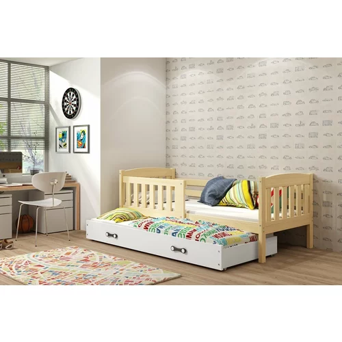BMS Group Otroška postelja Kubus z dodatnim ležiščem - 80x190 cm - bor/bela