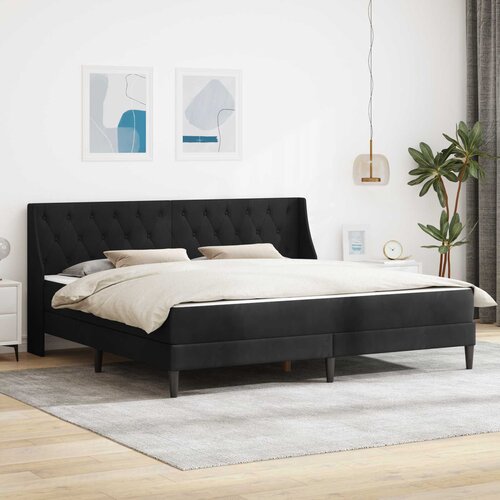  Okvir kreveta s madracem s uzglavljem Crna 180 x 200 cm Baršun Cene