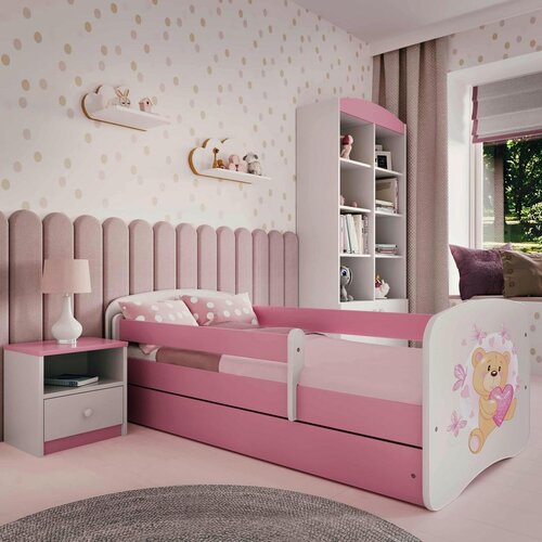 MID.YOU Dječji krevet Dreamy medvjedić 2 160x80 sa madracem s ladicom Rozičasta Cijene