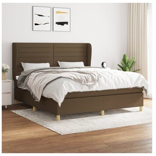  Box spring postelja z vzmetnico temno rjava 160x200 cm blago Cene