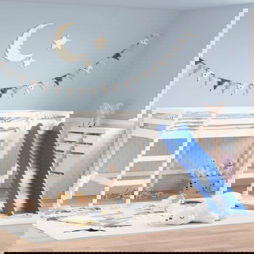 vidaXL Dječji krevet na kat s toboganom bijeli 80 x 200 cm od borovine Cijene