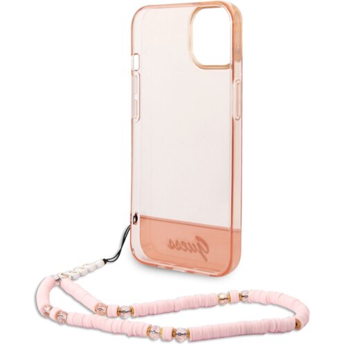 Guess gUHCP14MHGCOHP za iPhone 14 Plus - roza silikonski ovitek s perla zapestnico Slike