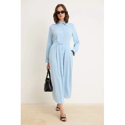 Trendyol Modest Ženska haljina Tctss26Eb00047, Svetloplava Cene