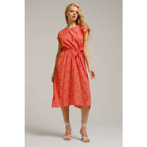 armonika Women's Pomegranate Flower Elastic Tie Waist Dress Slike
