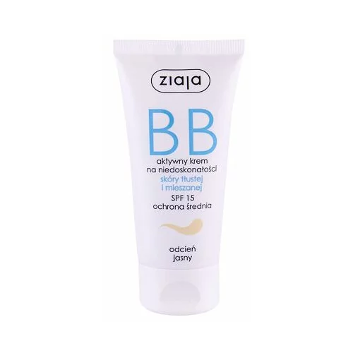 Ziaja BB Cream Oily and Mixed Skin SPF15 BB krema za mastno in komibirano kožo 50 ml odtenek Light