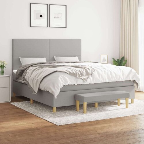  Box spring s madracem svjetlosiva 160x200 cm tkanina Slike