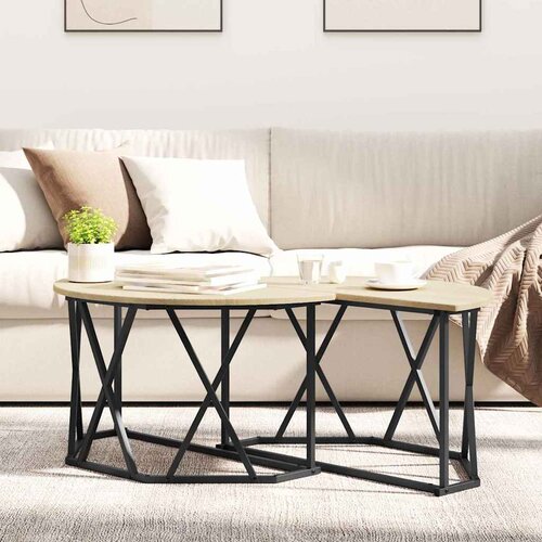  Kava Stol Sonoma hrast 80 x 80 x 42 cm Inženjerska drva i čelik Slike
