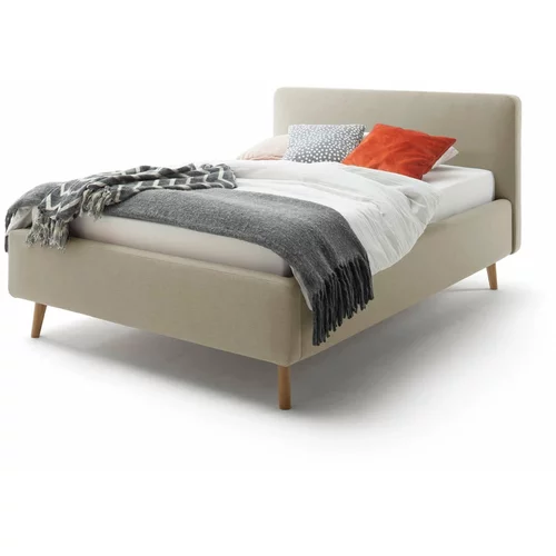 Meise Möbel bež bračni krevet s podnicom i prostorom za pohranu Mattis, 140 x 200 cm