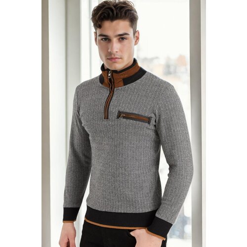 Dewberry 1039 MEN&amp;#039;S SWEATSHIRT-LIGHT PATTERNED BLACK Slike