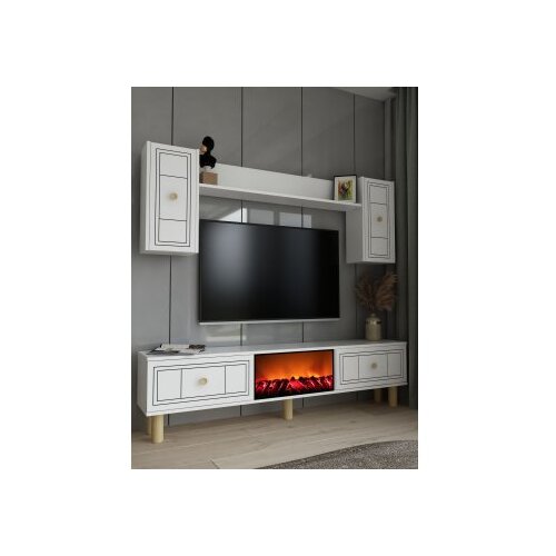Hanah home tv polica dario bohem fireplace white Cene