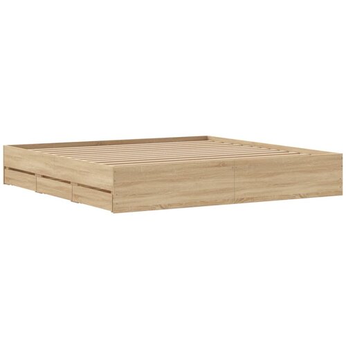  Okvir za krevet s ladicama boja hrasta 180x200 cm Smeđa 180 x 200 cm Slike