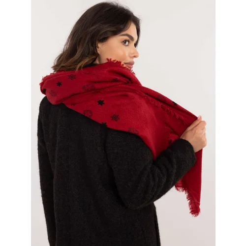 Fashionhunters Dark red women's scarf with print