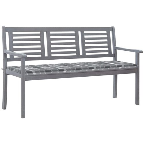  The Living Store Vrtna klop za 3 osebe z blazino 150 cm siv evkaliptusov les - Klop, (21456641) Slike