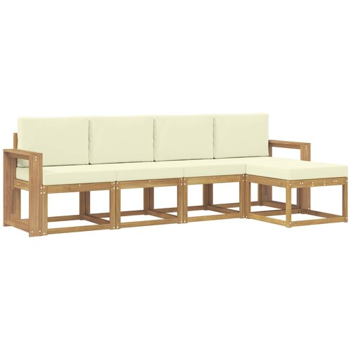 vidaXL Zunanja garnitura za sedenje z blazino 5 pcs Bela in krem, (5000279993) Cene