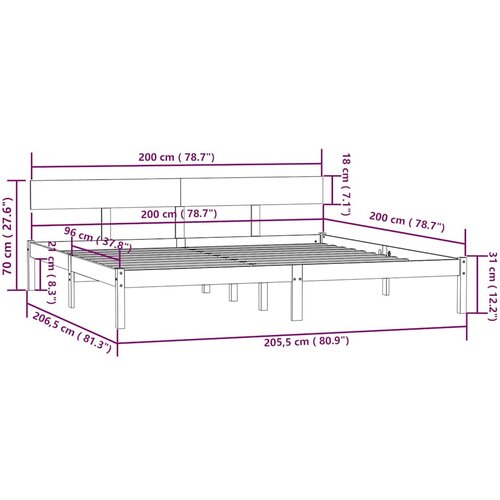  Okvir za krevet od masivne borovine sivi 200 x 200 cm Slike