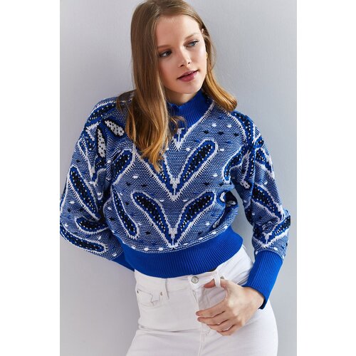 Bianco Lucci Women&amp;#039;s Turtleneck Patterned Sweater Slike