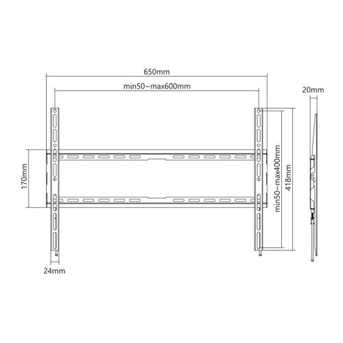 S Box Stenski nosilec PLB-2264F-2 37˝-80˝ 45kg, (20843613) Cene