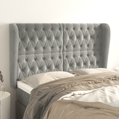 vidaXL Uzglavlje s ušima svjetlosivo 147x23x118/128 cm baršunasto Cijene