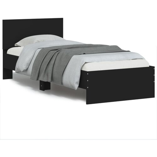  Okvir kreveta s uzglavljem crni 90 x 200 cm konstruirano drvo Slike