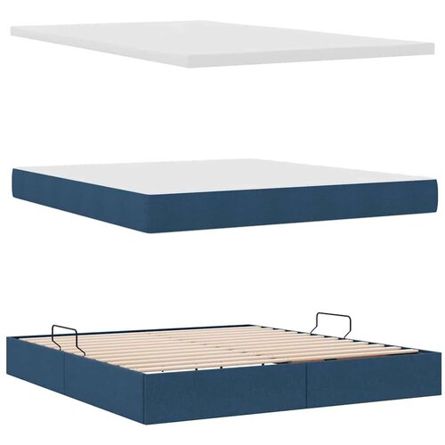  Krevet S LED lampica s uzglavljem Plava 180 x 200 cm tkanina Slike