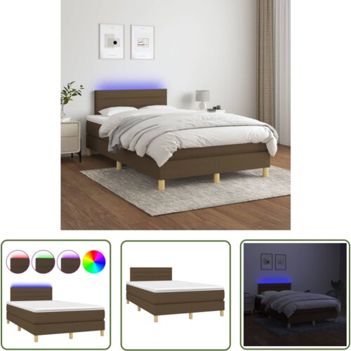 The Living Store Box spring postelja z vzmetnico LED tem. rjava 120x200 cm blago - Box Spring Postelja, (21737251) Cene