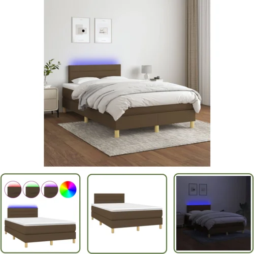 The Living Store Box spring postelja z vzmetnico LED tem. rjava 120x200 cm blago - Box Spring Postelja, (21737251)