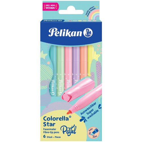 Pelikan Fiber Pen colorella star pastel, kartonska škatla 6, (21655462) Cene