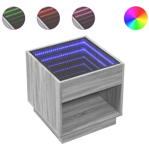 Maison Chic Klubska mizica - kavna mizica - Nizka mizica z neskončnimi LED siva sonoma 50x50x50 cm, (21752357) Cene